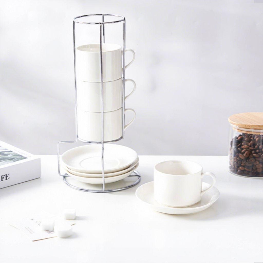 Juego de Tazas de Café Blanco