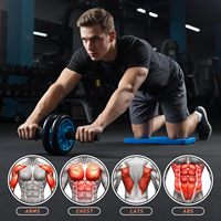 Kit de roulettes en acier inoxydable avec barre de pompes, tapis de genoux, corde à sauter et poignée de musculation pour usage domestique (Hommes & Femmes)
