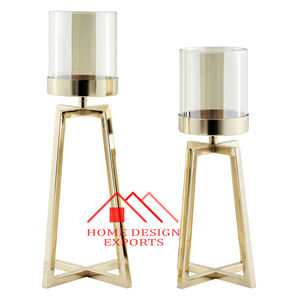 Bougeoir avec bougeoir en verre pour centre de table de mariage, décorations, bougeoir en aluminium de haute qualité - Product Image 2