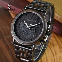 Montre de luxe à quartz analogique chronographe pour couple, étanche 3 ATM, style sport chic, avec cadran en bois et bouton poussoir dissimulé, très populaire