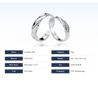 Ensemble de bagues ajustables en moissanite pour couple, 0,1 ct, couleur D, VVS, coupe 3EX, plaqué rhodium S925, bijoux de promesse de mariage pour homme et femme