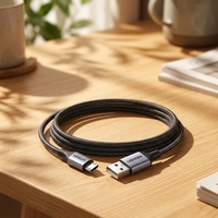 Kabel Data USB 2.0 Berlapis Nilon dengan Pelindung Foil untuk Pengisian Cepat 2A dan Transfer Data untuk Ponsel