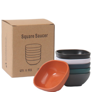 Platos Cuadrados de Plástico Pulido de 4 Pulgadas para Condimentos, de Paja de Trigo, para Salsas de Barbacoa, Soja y Vinagre - Product Image 1