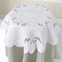 Nappe ronde de mariage en polyester blanc bon marché, brodée à la main en jacquard, sur mesure OWENIE, 33 pouces, avec dessous de plat rond