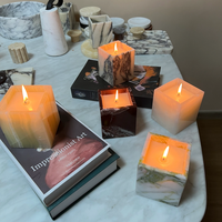 SAIDKOCC 8*8*10cm français lumière luxe marbre bougeoir plusieurs Options pour l'atmosphère et la décoration de la maison 7 couleurs