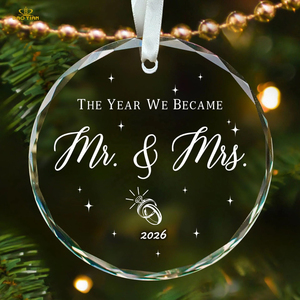 Ornement en verre cristal rond scintillant - Décoration élégante pour arbre de Noël, gravure photo personnalisable, cadeau de Noël pour <span class=keywords><strong>elle</strong></span> - Product Image 1