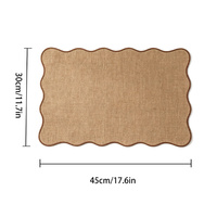 Set de table rectangulaire en jute à bords festonnés, tapis de table texturé tissé avec bordure brodée pour mariage et décoration intérieure