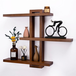 Solid Wood Wall Mounted <b>Shelf</b> 3 Tier Rectangle Multipurpose Storage <b>Rack</b> For Living Room Display Vase And Ornament Stand - Product Image 1