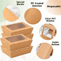 Boîtes à emporter jetables en papier kraft avec fenêtre transparente en PET, plusieurs tailles, contenants marron pour la préparation de repas, idéales pour l'huile d'olive, les restaurants et les fêtes