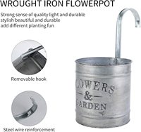 Jardinière suspendue en métal galvanisé, support en métal, balustrade de balcon, pot vintage avec crochet amovible, clôture de jardin, 3 pièces