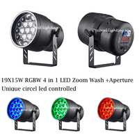 Projecteur LED Par 19x15W RGBW 4-en-1, Éclairage de Scène IP65 avec Zoom, Contrôle DMX512, en Alliage d'Aluminium, Affichage LED 4 Chiffres