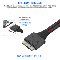 Câble OCuLink SFF-8611 1 2 SFF-8611-8i double SFF-8611-4i avec gaine tressée pour serveur informatique PCIe4.0/SAS4.0 GPU/stockage NVME