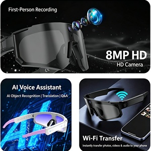 Lunettes de sport intelligentes IA haut de gamme 290 mAh Transfert Wi-Fi rapide 8MP EIS Anti-tremblement <span class=keywords><strong>Cam</strong></span>éra d'action en vue à la troisième personne Assistant vocal IA - Product Image 3