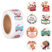 Étiquettes de Noël imperméables activées par l'eau, autocollants adhésifs acryliques simple face, logo imprimé personnalisable, marque OEM, Chine