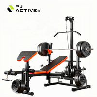 PINJIAN Banc de musculation multifonctionnel avec rack de musculation, équipement de fitness pour entraînement à domicile, levage de poids avec barre pour la musculation