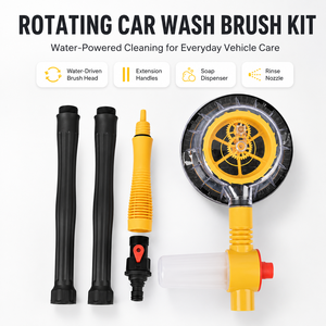 Kit de <span class=keywords><strong>brosse</strong></span> de <span class=keywords><strong>lavage</strong></span> de <span class=keywords><strong>voiture</strong></span> rotative à alimentation hydraulique <span class=keywords><strong>avec</strong></span> distributeur de savon, poignées d'extension et buse de rinçage pour le nettoyage des véhicules - Product Image 1