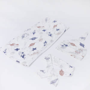 طقم قماط ناعم للأطفال حديثي الولادة من القطن العضوي ، مع ربطة رأس - Product Image 4