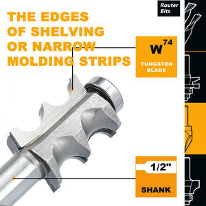 1/2 Shank 1/4 Radius Çift Kanallı Yuvarlak Saplı Tek Rulmanlı İki R Dışbükey Boncuklu Router Ucu Seti Kalıplama Ahşap İşleme Kesici - Product Image 3