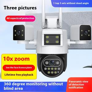 Caméra de sécurité WiFi 6MP avec trois lentilles Zoom 4X alarme visuelle sonore détection humanoïde pour la sécurité du bureau à domicile - Product Image 6