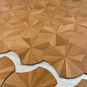 Pavimento in Legno Multistrato di Quercia e Noce, <span class=keywords><strong>Parquet</strong></span> a Foglia di Loto, Impiallacciatura in Legno Duro da 1,2mm, Decorazione per Pavimenti - Product Image 4
