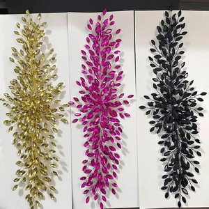 Floral Leaf Rhinestone Hair <strong>Diadem</strong>, Imitation Diamond Crown Headpiece, Long Crystal Hair Patch for Wedding Party Carnival Stage - Product Image 4