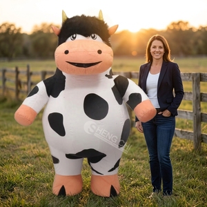 Costume de mascotte gonflable en peluche taille réelle, costume de vache gonflable neutre pour adulte, ensemble de mascotte de vache pour fête - Product Image 1