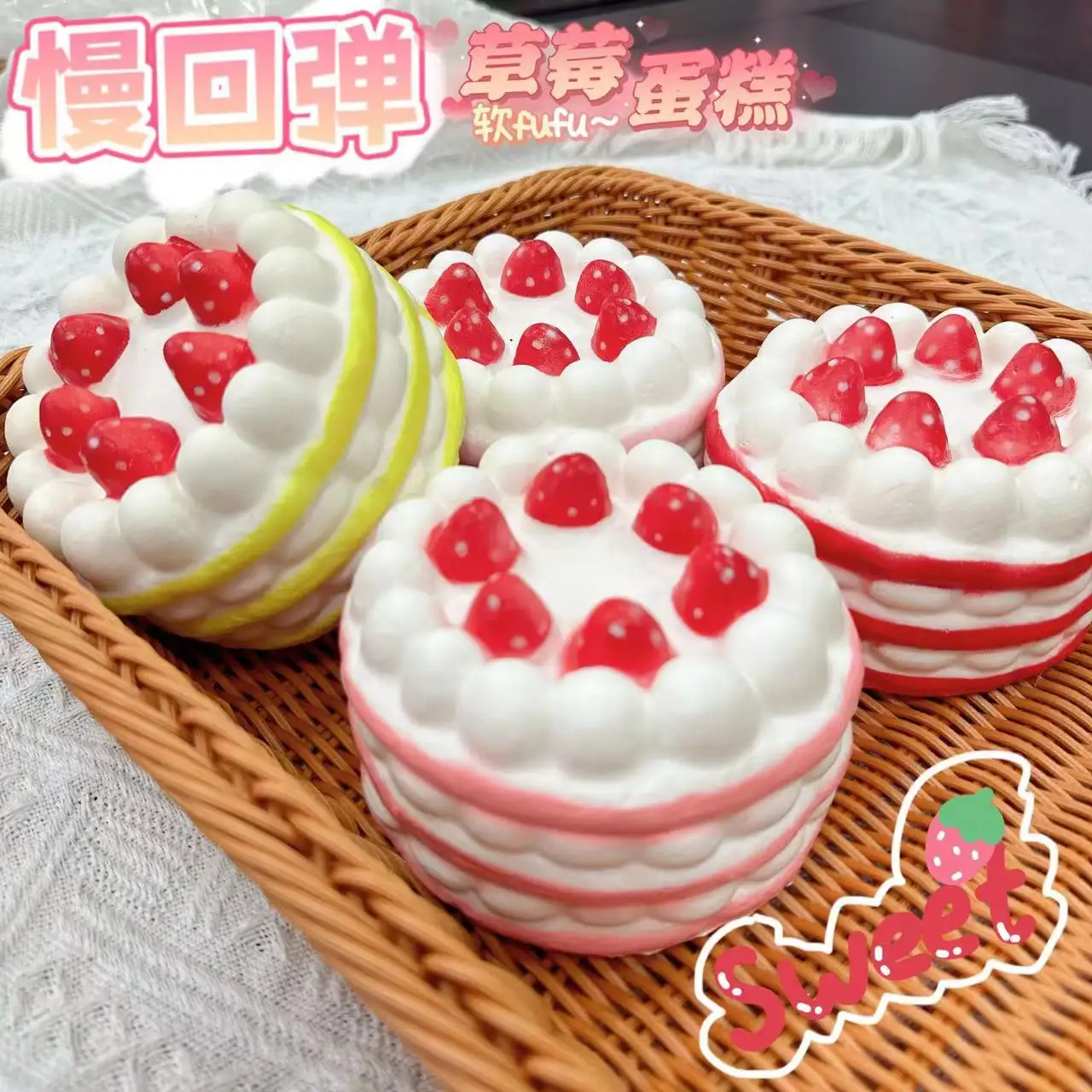 Kawaii japanische Simulation weiche duftende Erdbeerkuku langsam wachsende squishy-Spielzeuge