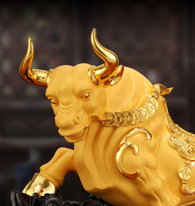 Zodíaco chino Feng Shui Decoración de mesa negro blanco resina Toro vaca estatua Animal escultura - Product Image 6