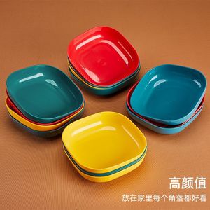 Plastic Bone Plate Set Solid Color Square Dish For Food Serving Household Use Small Plates With High Aesthetic Value - Product Image 1
