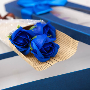 Bouquet De fleurs artificielles, écrin cadeau avec 3 roses pour journaux, 24/lot, fausses fleurs, pour un mariage - Product Image 6