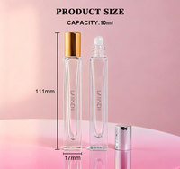Flacon roll-on de luxe 10 ml en verre carré, vide, transparent, rectangulaire, pour parfum, avec bouchon or/argent, logo personnalisé