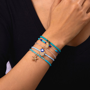 ชุดสร้อยข้อมือสไตล์โบฮีเมียนพร้อมสับปะรดปลาดาวลวดลายปาล์มและดวงตาที่ชั่วร้ายกำไลลูกปัดหลายชั้น - Product Image 2