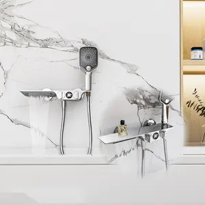 מפל אמבטיה מיקסר ברזי תרמוסטטי מקלחת שילוב סט עם אחסון פלטפורמה