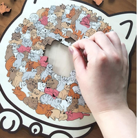 Puzzle en bois en forme de chat, couleurs Morandi, éducatif, pour enfants et adultes, cadeau, vente chaude