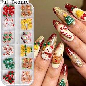 12 Rejillas de Adornos 3D para Uñas de Navidad, Accesorios Mixtos de Alces y Campanas de Invierno para Manicura DIY y Uñas Postizas - Product Image 1