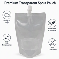 Sachet Doypack transparent de 500 ml avec bec verseur, personnalisable avec logo, prêt à l'emploi, pour emballage à emporter de café glacé et de jus
