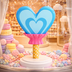 Sculpture romantique en forme de cœur bleu pour vitrine de confiserie, statue brillante en fibre de verre pour boutique de desserts - Product Image 1