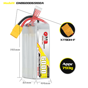 Batterie LiPo GNB GAONENG 6S 6000mAh 22.2V 100C 200C XT90 à décharge rapide pour hélicoptère, voiture RC, bateau, camion, buggy, truggy, tank - Product Image 3