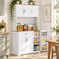 Buffet de cuisine avec huche, comptoir en chêne blanc, 3 portes, 1 tiroir, mélaminé, rangement cuisine et salle à manger, vente en gros OEM