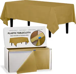 Hình chữ nhật rắn màu trắng nhựa bảng Bìa CuộN PEVA dùng một lần khăn trải bàn với Slide Cutter cho bữa tiệc dã ngoại