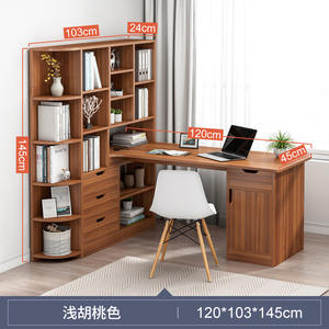 Großhandel Fabrik Ecke PC Schreibtisch mit Schubladen Home Office Möbel Moderne Holz großen Desktop-Computer-Tisch mit Bücherregal - Product Image 6