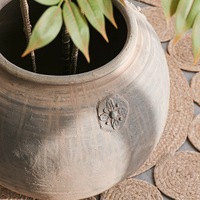 Pot Bunga Gaya Rustic Vintage untuk Dekorasi Taman Besar, Indoor & Outdoor, dari Beton & Fiber Clay