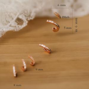 Boucles d'oreilles tendance en alliage de zinc, 6 7 8 9 mm, bijoux unisexes à la mode, diamètre intérieur 7 mm E1333 - Product Image 2