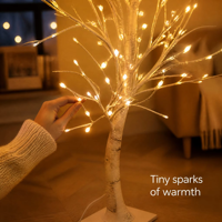 Arbre lumineux LED 8 modes 120 cm en bouleau blanc, guirlande féerique, arbre scintillant de table, décoration lumineuse pour la maison, la chambre et Noël