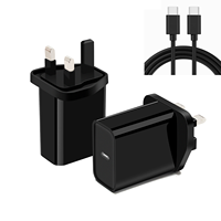 Cargador Rápido de Pared HNT 20W QC3.0 con Puerto USB-C Único, Enchufe US/UK/EU para Teléfono, OVP, OCP, con Cable TPE C-C de 1M