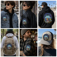 Écussons thermocollants tissés requin et océan, personnalisés, prix usine, faible MOQ, pour vestes, sacs et vêtements