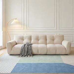 Modern <b>Fabric</b> Three Seat <b>Sofa</b> With Tufted Back And Padded Arms For Living Room - Product Image 1