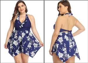 Traje de <span class=keywords><strong>Baño</strong></span> Tankini de Talla Grande, Conjunto de <span class=keywords><strong>Dos</strong></span> Piezas con Estampado para Mujer, Talla 6XL, para <span class=keywords><strong>Senos</strong></span> Grandes, Traje de <span class=keywords><strong>Baño</strong></span> Halter, Ropa de Playa - Product Image 4