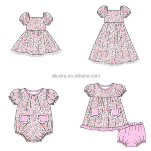 <span class=keywords><strong>Abiti</strong></span> per bambini all'ingrosso Boutique abbigliamento manica corta stampa floreale vestito per bambini <span class=keywords><strong>con</strong></span> pizzo - Product Image 6