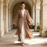 personnalisé vente en gros dubai dames élégant plaine enveloppement manches longues musulman Maxi modeste robe pour les femmes